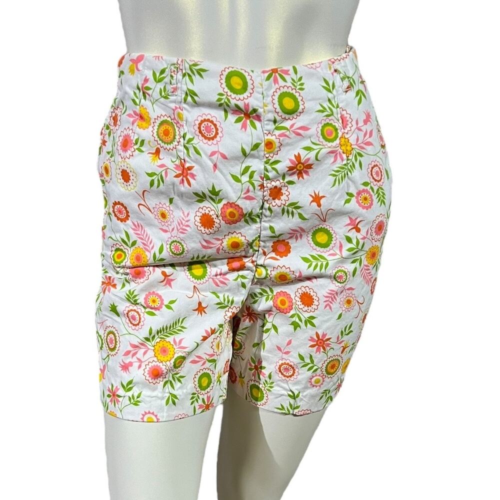 Vintage 1960s Miss Tona High Rise Floral Cotton Shorts XS-S Retro Summer